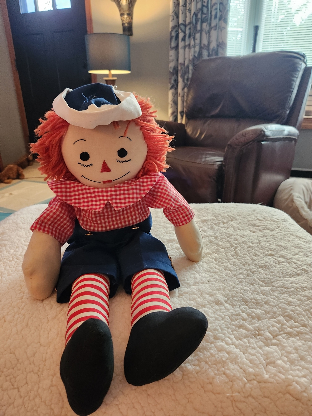 Raggedy Andy 25 Inches Tall Excellent Condition . Has I Love You Heart On Chest